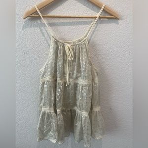 Moon River Sheer Metallic Tank, size Medium.